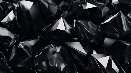 abstract black crystal background, faceted texture