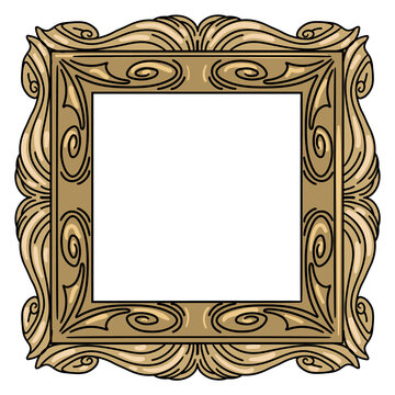 Retro photo frame in color doodle style. Scrapbooking decoration