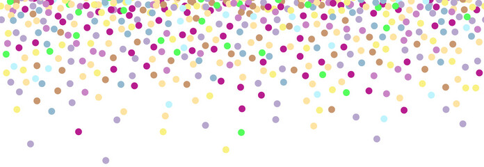 Confetti rain. Colorful red dots top border