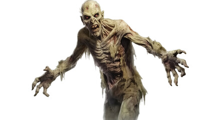 Scary Zombie, devil isolated on transparent background, Generative ai.