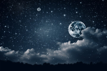 Naklejka na ściany i meble the night sky was filled with stars and the moon