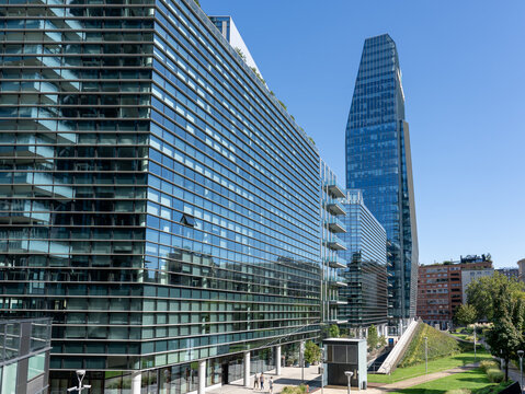 Milano, Italy. The iconic Diamond tower. Today headquarter of the BNP Paribas bank. Skyscraper which is part of a group of residential and business buildings. Porta nuova district