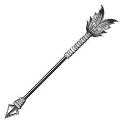 Ethnic archery ammo. Vinatge arrow. Tribal weapon