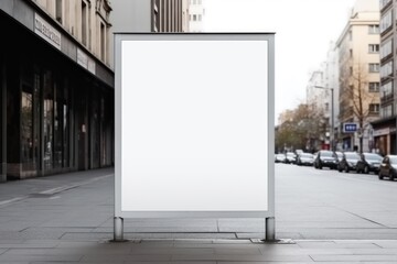 Blank white mockup of bus stop vertical billboard