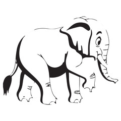 cartoon elephant isolated on the ground with smile