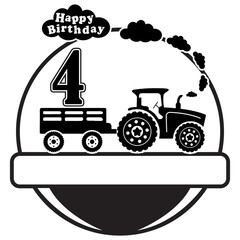 Tractor With Birthday Number, Happy Birthday Svg