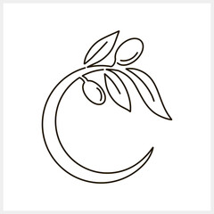 Olive clipart. Branch with leaf and fruit isolated. Circle frame border sketch Vector stock illustration. EPS 10