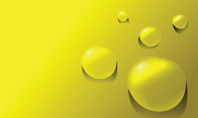 Realistic water drop background in yellow color