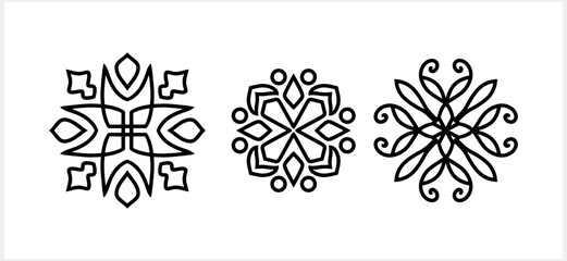 Snowflake icon isolated. Christmas and winter emblem. Xmas design. Mandaka Vector stock illustration. EPS 10