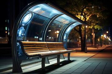 bench at night, technology, cyber