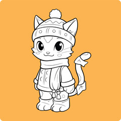 Cat Coloring Page Kids Coloring Pages, Cat Character Vector Illustration