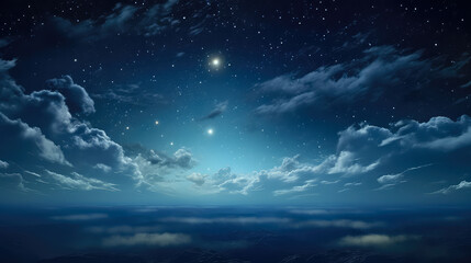 Naklejka na ściany i meble Night sky with clouds and stars as background.