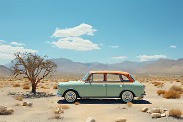 Fototapeta na wymiar vintage car in the desert