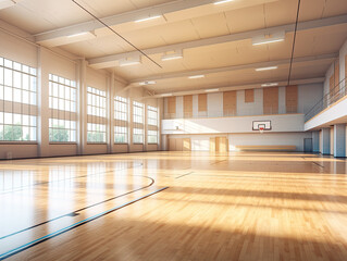 Enjoy teamwork and fitness in the modern school gym - aim for basketball success