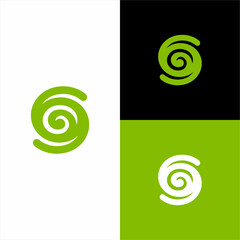 Abstract GS letter logo design with swirl concept.