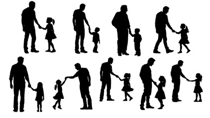 Fathers Day Illustration silhouette dad son daughter