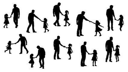 Fathers Day Illustration silhouette dad son daughter