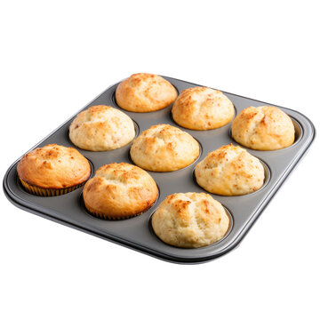 Freshly Baked Muffins in Metal Tray