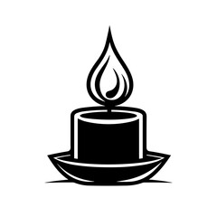 Candle icon in flat design. Black candle symbol. Monochrome candle logo.