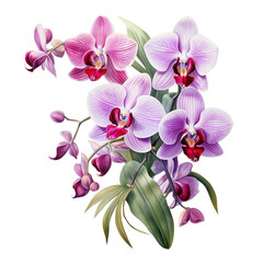 orchids botanical illustration white background.