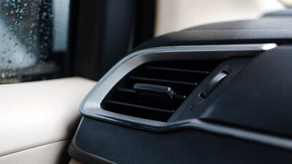 Car air conditioning. The air flow inside the car. Detail interior of car.