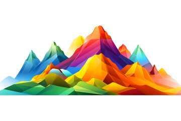 Fototapeta na wymiar Colorful mountains color. Colorful landscape with colorful mountains and sun in minimalist style. Mountain peak, nature beauty icon isolated. 
