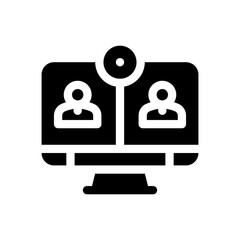 video conference glyph icon