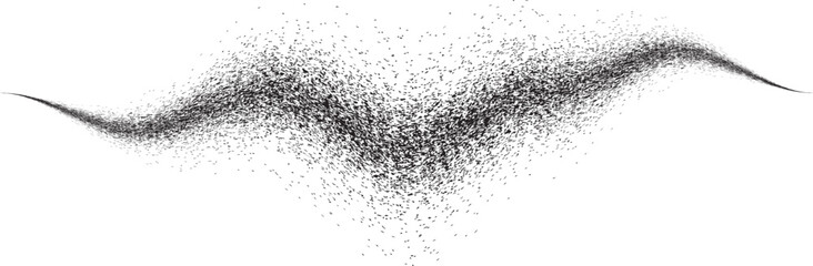 Sprayed black wavy line .Graffiti art design . Noise dispersion logo . Spray effect .Grunge curved line . Grainy, gritty textured line . Distressed element .vector 