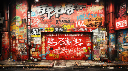 街で見かける壁に描かれた落書き(generative ai)