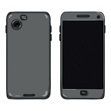 Vector Set of Cartoon Silver Smartphone.