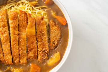 curry ramen noodles with tonkatsu fried pork cutlet
