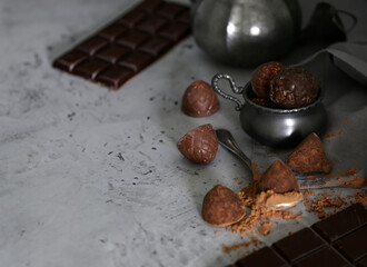chocolate round candy truffle dessert