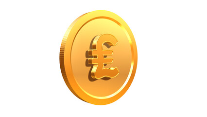 3D illustration of Pounds symbol coin in golden texture