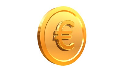 Gold coin euro currency money icon sign or symbol business and financial exchange 3D illustration