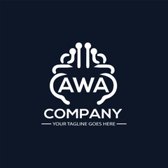 AWA logo design initial creative letter logo. AWA unique letter logo design. AWA vector logo simple. elegant and luxurious. technology logo shape. - obrazy, fototapety, plakaty
