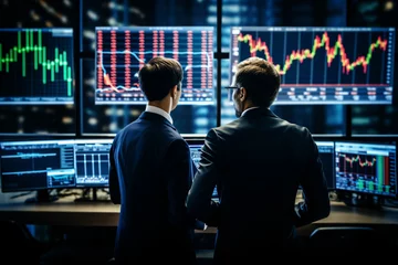 Foto op Canvas Crypto Trader Investor Analyst Broker Using Computer Analysing Online Cryptocurrency Exchange Stock Market Index Chart, Investing Money Growing Profit in Trading Platform Stock Market. Generative AI. © PEPPERPOT