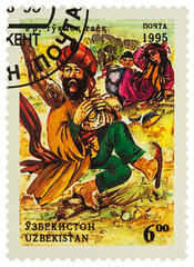 Illustration from Uzbek fairy tale "The fool"