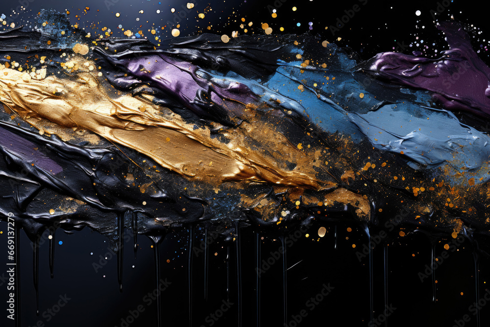 Poster abstract make up black blue brush strokes background
