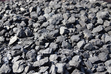 Closeup of a fossil fuel called coal ready for a furnace.