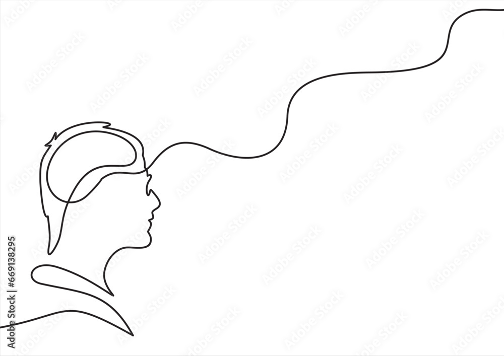 Poster head icon line continuous drawing vector. one line head icon vector background. mannequin head icon.