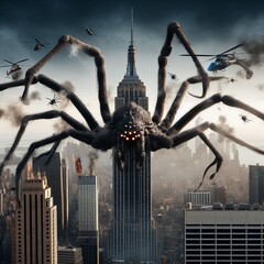 evil spider in a city