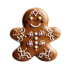 Gingerbread man isolated on transparent background