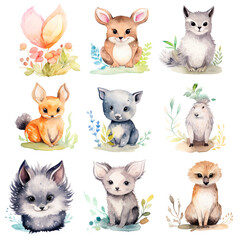 set of animals, Watercolor Animal Printable Cliparts Set
