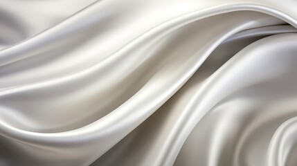 Obraz premium Close up of silver silk background, Abstract white cloth fabric wave