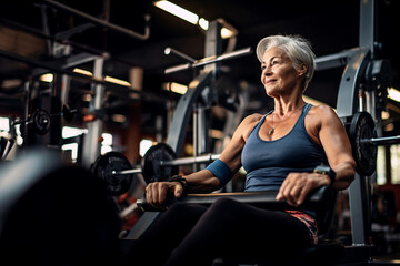 Fototapeta premium senior woman training in a gym