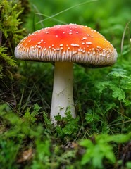 Ai generated toadstool on a green meadow