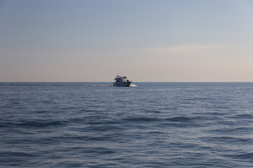 A boat trip on the Oceanis 45 yacht in the Black Sea. Novorossiysk, Russia. 15.10.2023
