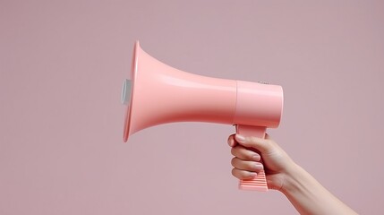 Hand Holding Megaphone Isolated on the Minimalist Background, Marketing and Sales Concept
