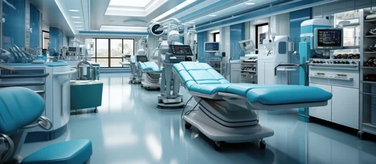 Fotobehang Complete medical equipment in operating room, Surgical procedures, modern advanced operating room © GoDress