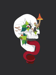 a skull with a protruding tongue